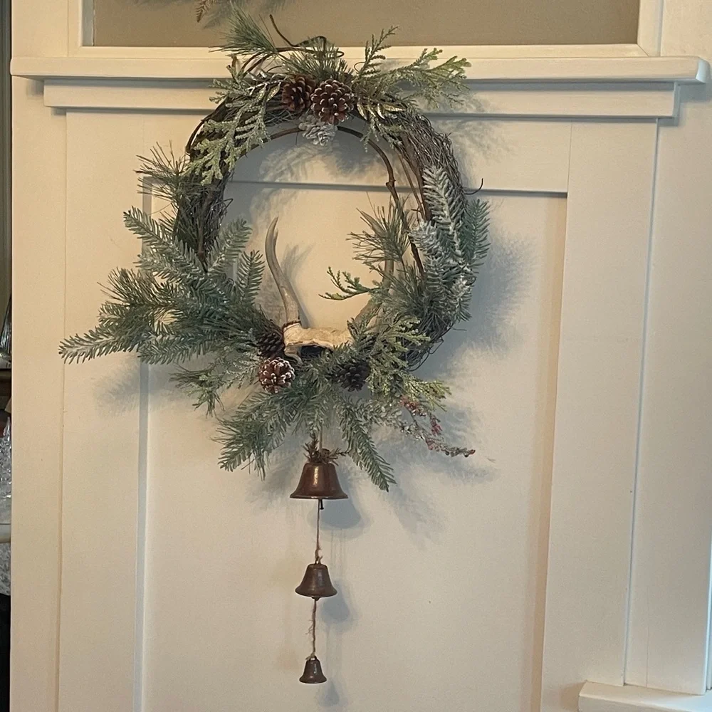 Authentic Antler Christmas Wreath Handmade 16” round